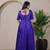 Blue zari weaving ethnic fit and flare weaving gown for women
