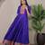 Blue zari weaving ethnic fit and flare weaving gown for women
