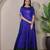 Blue zari weaving ethnic fit and flare weaving gown for women