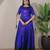 Blue zari weaving ethnic fit and flare weaving gown for women