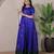 Blue zari weaving ethnic fit and flare weaving gown for women