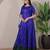 Blue zari weaving ethnic fit and flare weaving gown for women