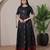 Black zari weaving ethnic fit and flare weaving gown for women