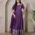 Purple zari weaving ethnic fit and flare weaving gown for women