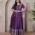 Purple zari weaving ethnic fit and flare weaving gown for women