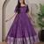 Purple zari weaving ethnic fit and flare weaving gown for women