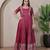 Wine zari weaving ethnic fit and flare weaving gown for women