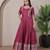 Wine zari weaving ethnic fit and flare weaving gown for women