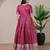 Wine zari weaving ethnic fit and flare weaving gown for women