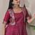 Wine zari weaving ethnic fit and flare weaving gown for women