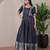Blue zari weaving ethnic fit and flare weaving gown for women