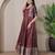 Maroon zari weaving ethnic fit and flare weaving gown for women