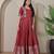 Pink zari weaving ethnic fit and flare weaving gown for women