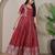 Pink zari weaving ethnic fit and flare weaving gown for women