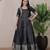 Black zari weaving ethnic fit and flare weaving gown for women