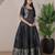 Black zari weaving ethnic fit and flare weaving gown for women