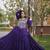 Purple rayon gota patti lace work navratri layered koti styled fusion gown