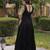 Black rayon kutchi gamthi thread embroidered & mirror work navratri gown