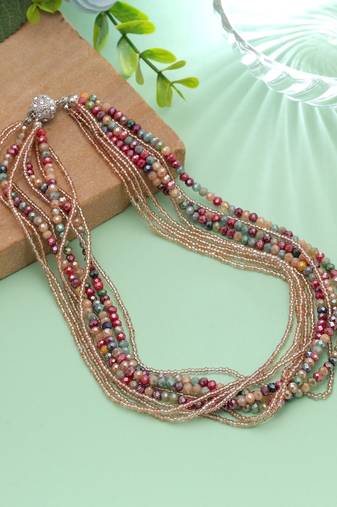 Multi color magnetic beaded necklace with attractive modern fashion design