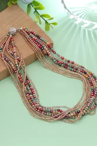 Multi color magnetic beaded necklace with attractive modern fashion design