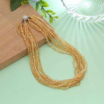 Yellow color magnetic beaded necklace with bright elegant fashion appeal 1