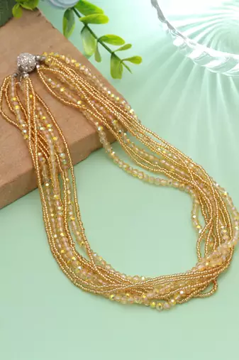 Yellow color magnetic beaded necklace with bright elegant fashion appeal