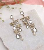 Gold color long kashmiri earrings with beautiful handmade ethnic fashion design