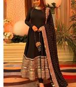 Black embroidery rayon full stitched anarkali suit
