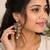 Gold color long kashmiri earrings with beautiful handmade ethnic fashion design