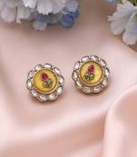 Yellow color kundan earrings with royal handmade traditional jewelry appeal