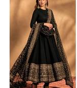 Black embroidery rayon full stitched anarkali suit