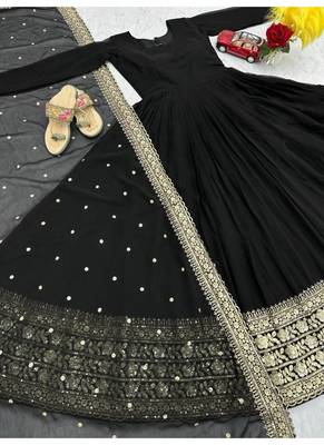Black embroidery rayon full stitched anarkali suit 3