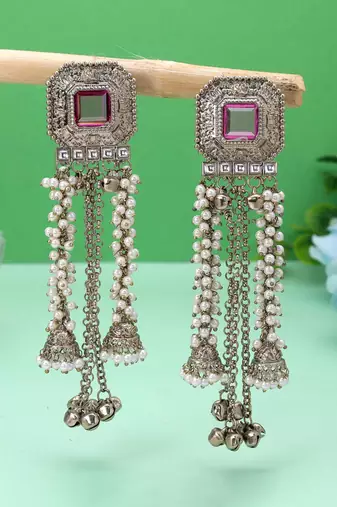 Pinkish purple color kashmiri kundan earrings with elegant designer fashion style