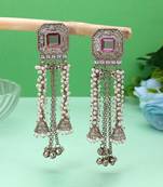 Pinkish purple color kashmiri kundan earrings with elegant designer fashion style