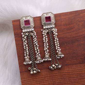 Pinkish purple color kashmiri kundan earrings with elegant designer fashion style 2