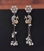 Silver & gold color dual tone oxidised earrings with royal ethnic jewelry appeal