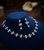 White color american diamond necklace set sparkling party wear
