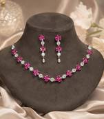 Tyrian purple color american diamond necklace set royal style