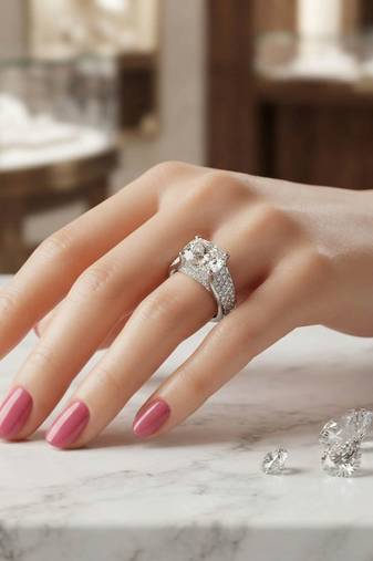 White color american diamond ring elegant fashion style
