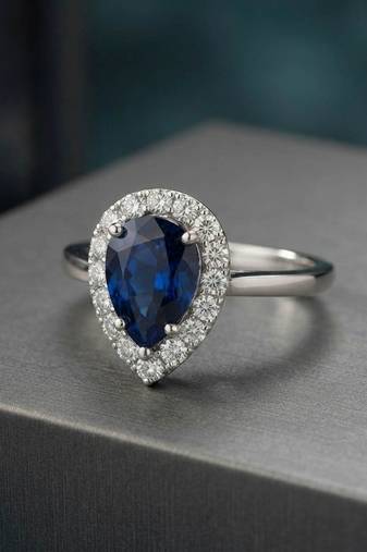Blue color american diamond ring premium designer appeal
