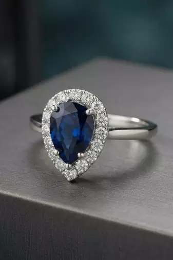 Blue color american diamond ring premium designer appeal