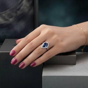 Blue color american diamond ring premium designer appeal 2