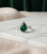 Green color american diamond ring elegant sparkling style