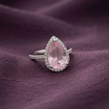 Light pink color american diamond ring beautiful designer style 1
