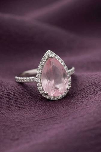 Light pink color american diamond ring beautiful designer style