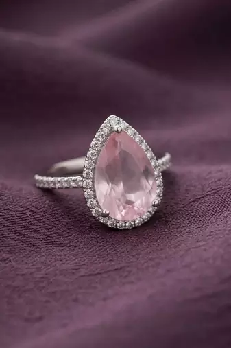 Light pink color american diamond ring beautiful designer style