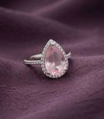 Light pink color american diamond ring beautiful designer style