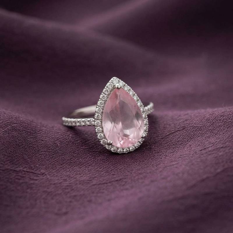 Light pink color american diamond ring beautiful designer style