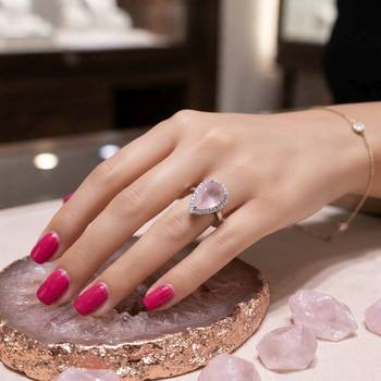 Light pink color american diamond ring beautiful designer style 2