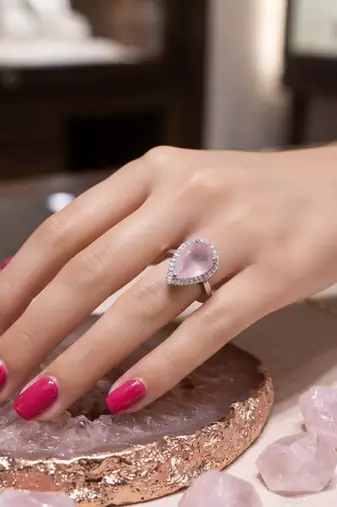 Light pink color american diamond ring beautiful designer style
